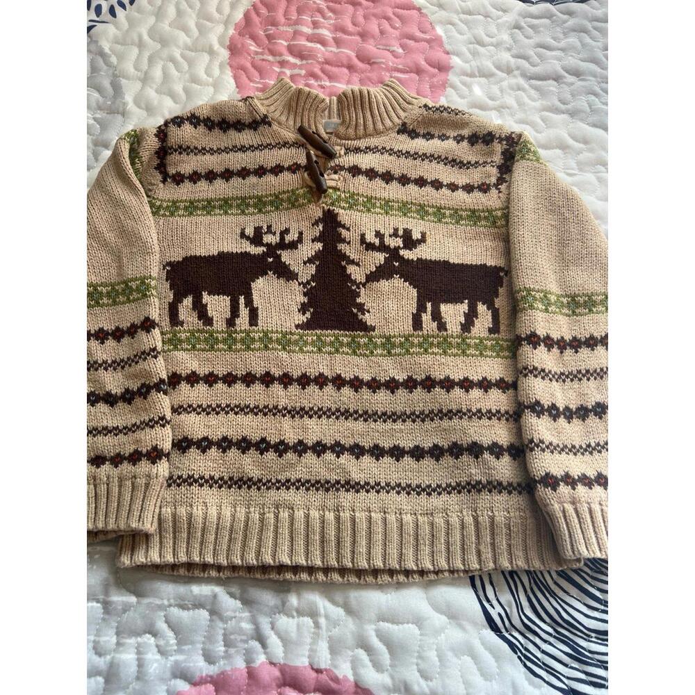 Janie and Jack 2008 The Mountain Wool Cotten Rustic Cabin Deer Tree Sweater‎ 3T